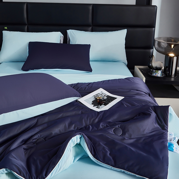 91家纺网 家纺一手货源 找家纺 中国龙家纺 2025新款凉感丝夏凉被 宝蓝色