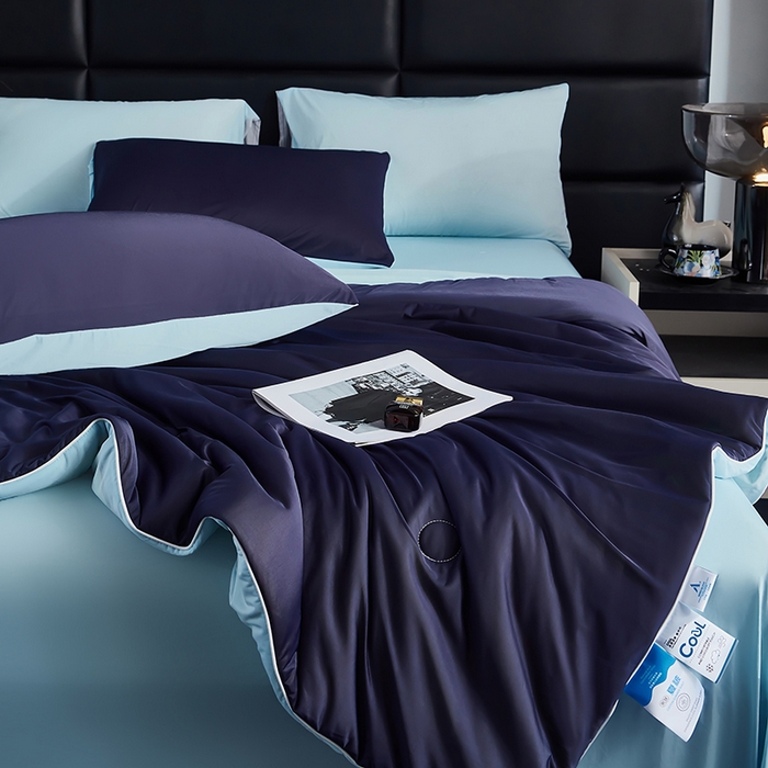 91家纺网 家纺一手货源 找家纺 中国龙家纺 2025新款凉感丝夏凉被 宝蓝色