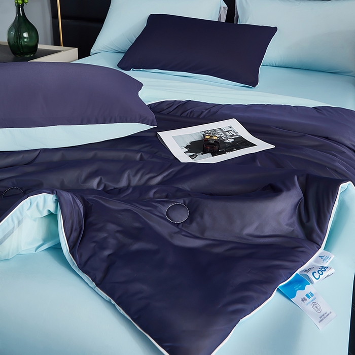 91家纺网 家纺一手货源 找家纺 中国龙家纺 2025新款凉感丝夏凉被 宝蓝色