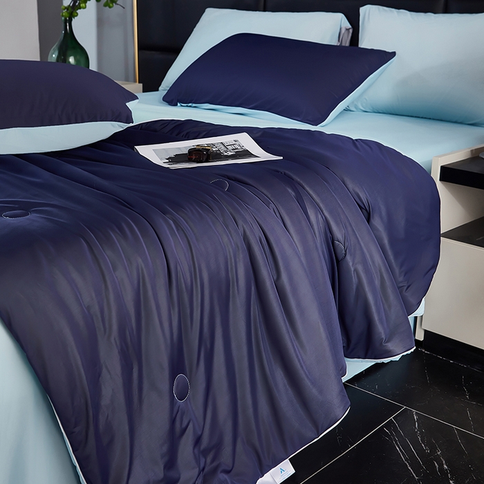 91家纺网 家纺一手货源 找家纺 中国龙家纺 2025新款凉感丝夏凉被 宝蓝色