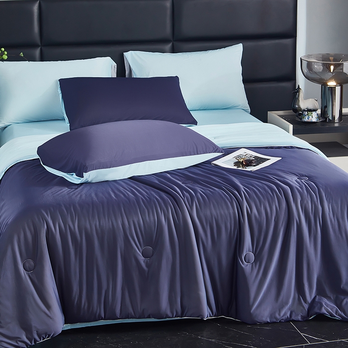 91家纺网 家纺一手货源 找家纺 中国龙家纺 2025新款凉感丝夏凉被 宝蓝色