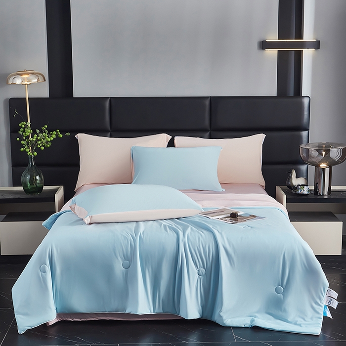 中国龙家纺 2025新款凉感丝夏凉被 浅粉天兰