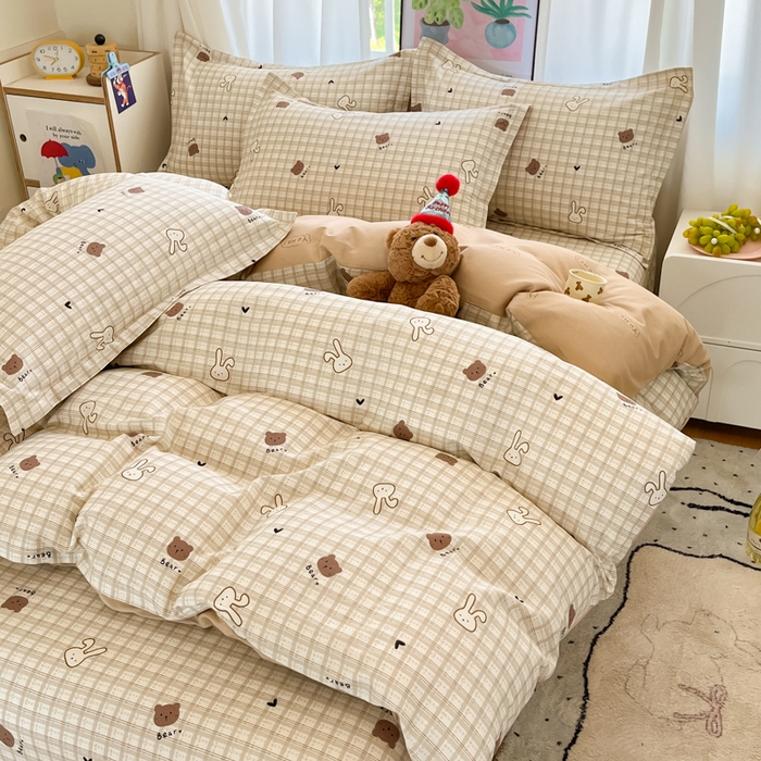 91家纺网 家纺一手货源 找家纺 2025新款全棉印花小清新单品系列-四件套（提供买家秀）安睡宝