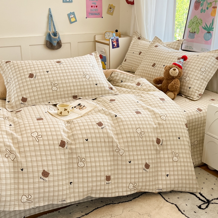 91家纺网 家纺一手货源 找家纺 2025新款全棉印花小清新单品系列-四件套（提供买家秀）安睡宝