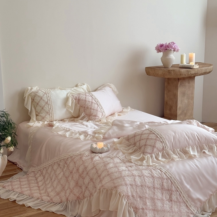 91家纺网 家纺一手货源 找家纺 （总）佳汐蓝家纺 2025 春夏新品60s兰精天丝夏被四件套-爱莎