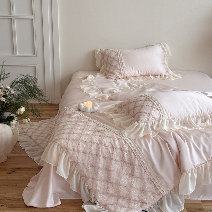 91家纺网 家纺一手货源 找家纺 （总）佳汐蓝家纺 2025 春夏新品60s兰精天丝夏被四件套-爱莎