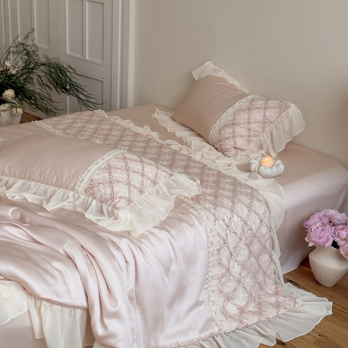 91家纺网 家纺一手货源 找家纺 （总）佳汐蓝家纺 2025 春夏新品60s兰精天丝夏被四件套-爱莎