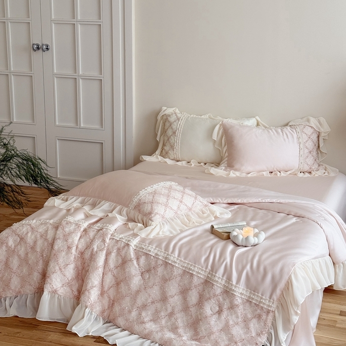 91家纺网 家纺一手货源 找家纺 （总）佳汐蓝家纺 2025 春夏新品60s兰精天丝夏被四件套-爱莎