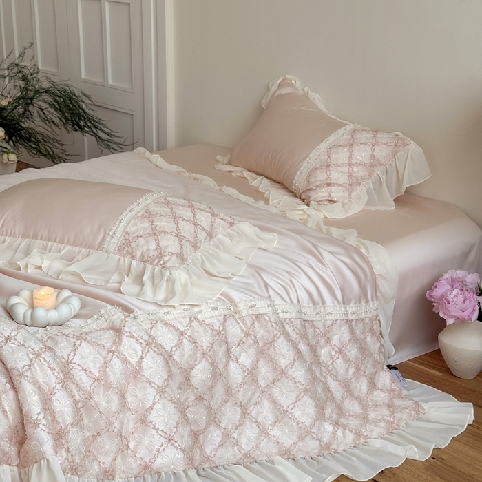 91家纺网 家纺一手货源 找家纺 （总）佳汐蓝家纺 2025 春夏新品60s兰精天丝夏被四件套-爱莎