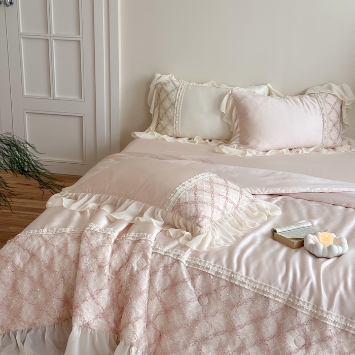 91家纺网 家纺一手货源 找家纺 （总）佳汐蓝家纺 2025 春夏新品60s兰精天丝夏被四件套-爱莎