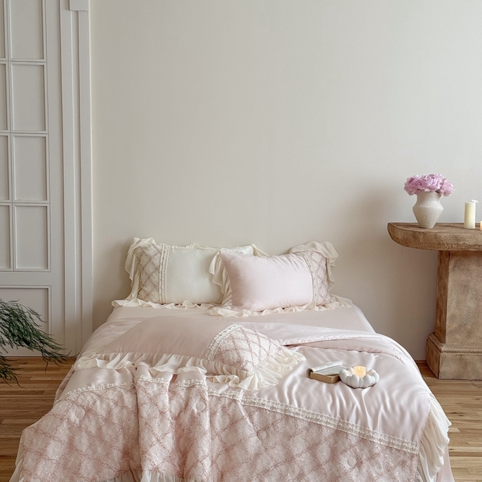 91家纺网 家纺一手货源 找家纺 （总）佳汐蓝家纺 2025 春夏新品60s兰精天丝夏被四件套-爱莎