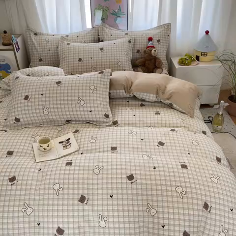 91家纺网 家纺一手货源 找家纺 2025新款全棉印花小清新单品系列-四件套（提供买家秀）安睡宝