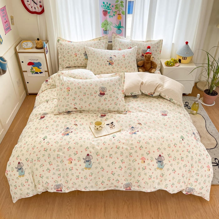 2025新款全棉印花小清新单品系列-四件套（提供买家秀）弹唱小象