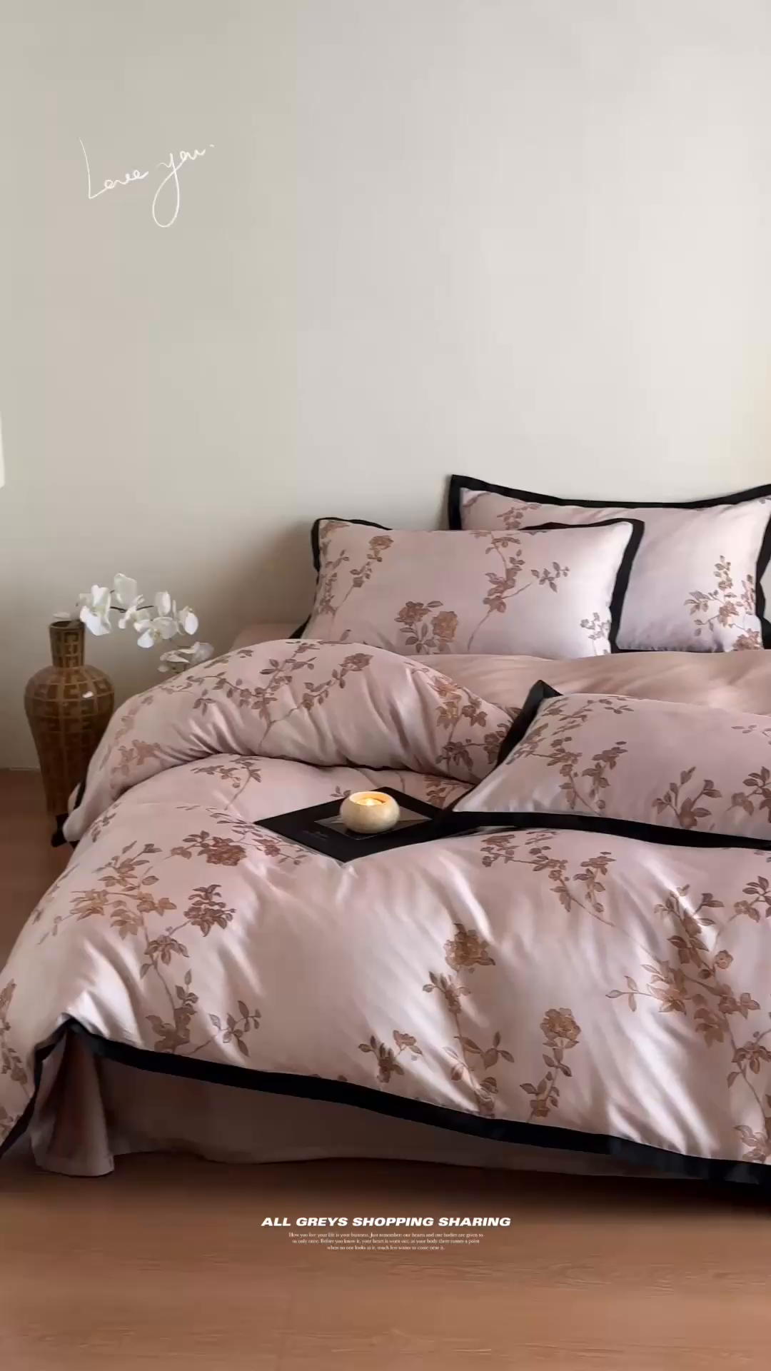 91家纺网 家纺一手货源 找家纺 佳汐蓝家纺 2025 春夏新品60支兰精天丝数码印花四件套-浮生 豆沙