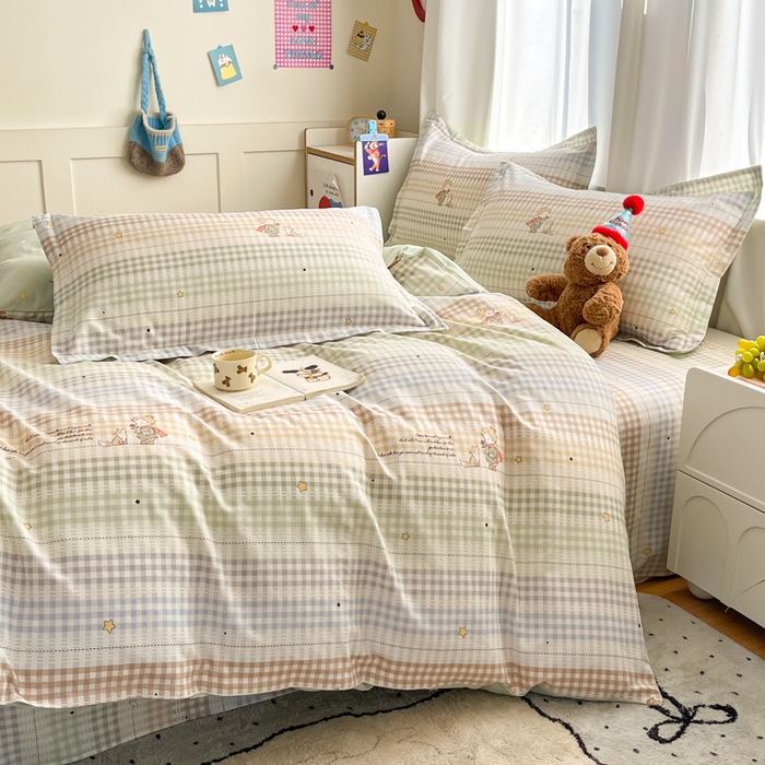 91家纺网 家纺一手货源 找家纺 2025新款全棉印花小清新单品系列-四件套（提供买家秀）美梦小王子