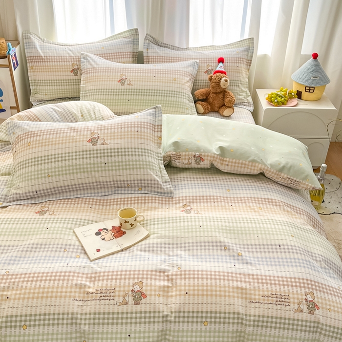 91家纺网 家纺一手货源 找家纺 2025新款全棉印花小清新单品系列-四件套（提供买家秀）美梦小王子