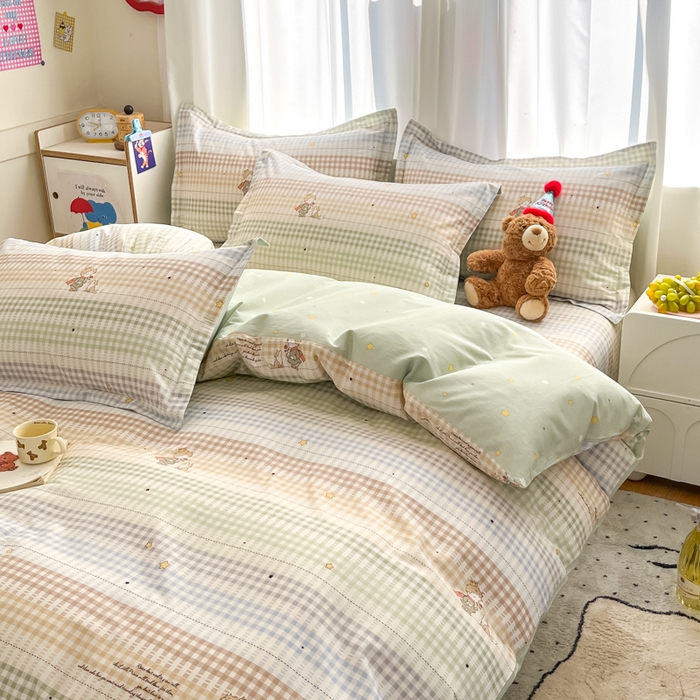 91家纺网 家纺一手货源 找家纺 2025新款全棉印花小清新单品系列-四件套（提供买家秀）美梦小王子