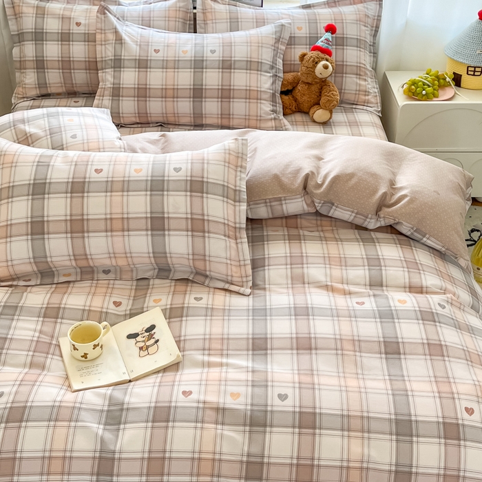 91家纺网 家纺一手货源 找家纺 2025新款全棉印花小清新单品系列-四件套（提供买家秀）拿铁米