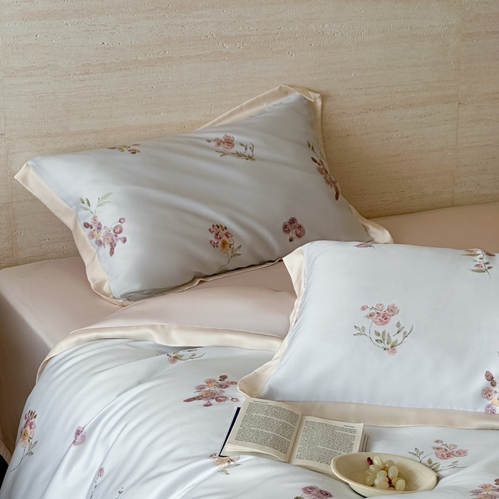 91家纺网 家纺一手货源 找家纺 （总）佳汐蓝家纺 2025 春夏新品60支兰精天丝数码印花四件套-小苍兰花语