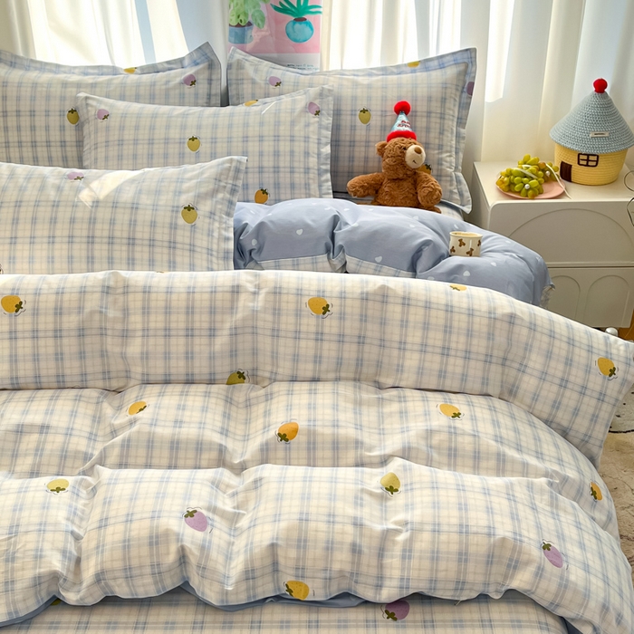 91家纺网 家纺一手货源 找家纺 2025新款全棉印花小清新单品系列-四件套（提供买家秀）甜酷莓莓