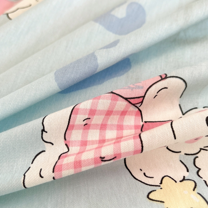 91家纺网 家纺一手货源 找家纺 2025新款全棉印花小清新单品系列-单被套(提供买家秀）比星邦尼狗