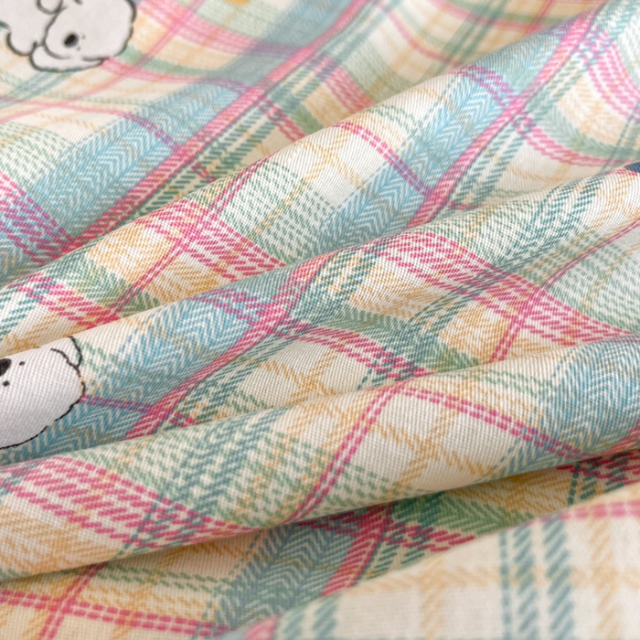 91家纺网 家纺一手货源 找家纺 2025新款全棉印花小清新单品系列-单被套(提供买家秀）彩虹格小狗