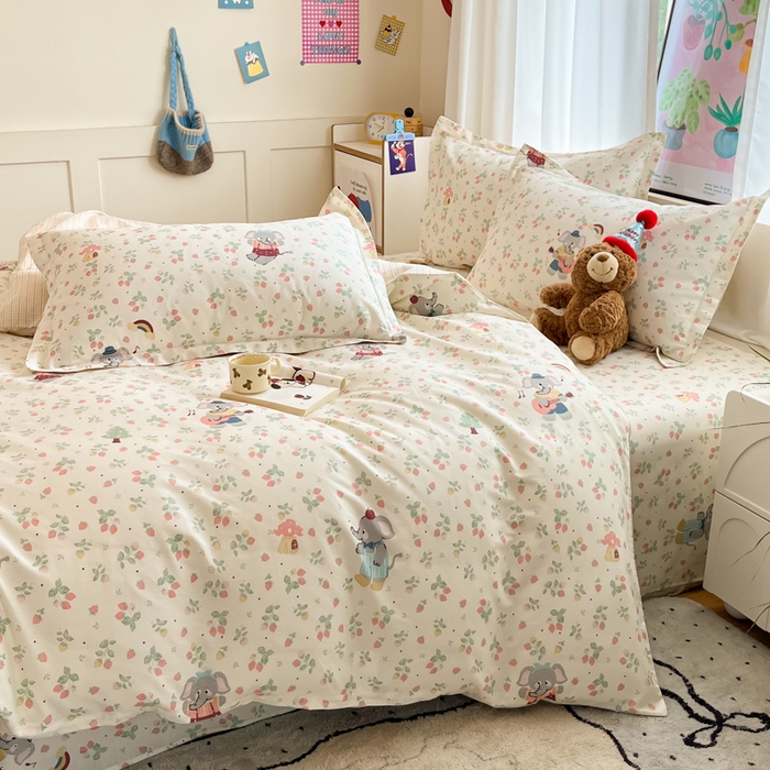 91家纺网 家纺一手货源 找家纺 2025新款全棉印花小清新单品系列-单被套(提供买家秀）弹唱小象