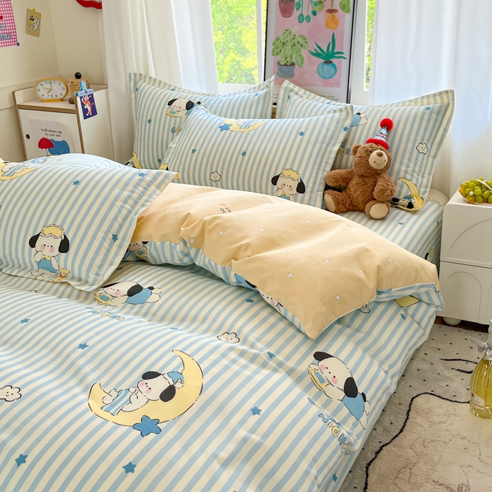 91家纺网 家纺一手货源 找家纺 2025新款全棉印花小清新单品系列-单被套(提供买家秀）酣睡狗