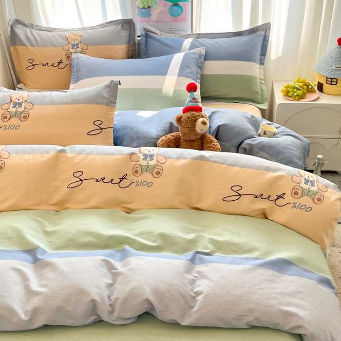 91家纺网 家纺一手货源 找家纺 2025新款全棉印花小清新单品系列-单被套(提供买家秀）摩登熊宝