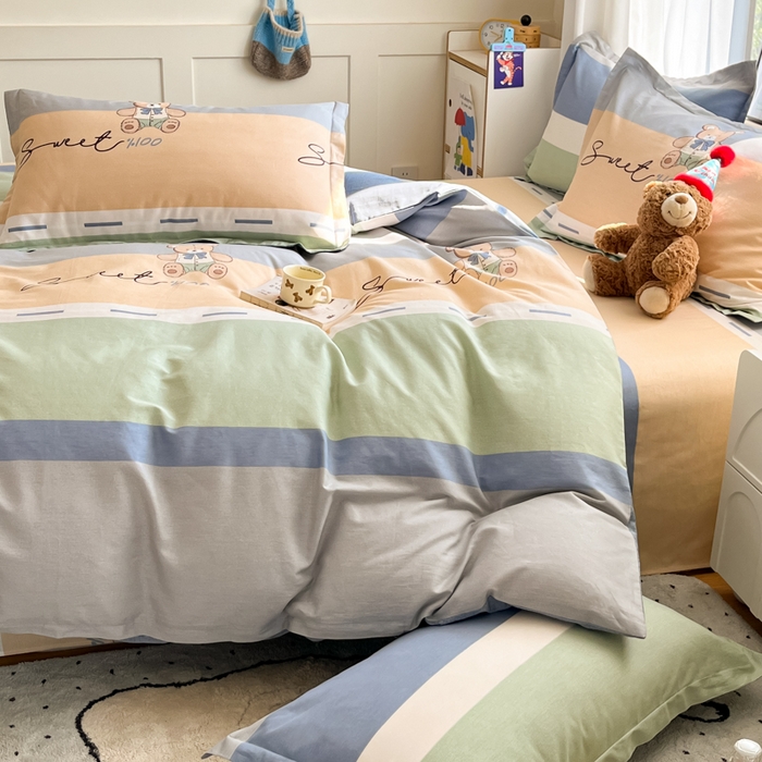 91家纺网 家纺一手货源 找家纺 2025新款全棉印花小清新单品系列-单被套(提供买家秀）摩登熊宝