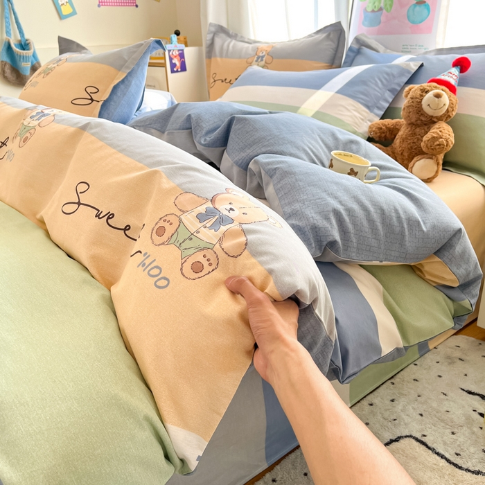91家纺网 家纺一手货源 找家纺 2025新款全棉印花小清新单品系列-单被套(提供买家秀）摩登熊宝