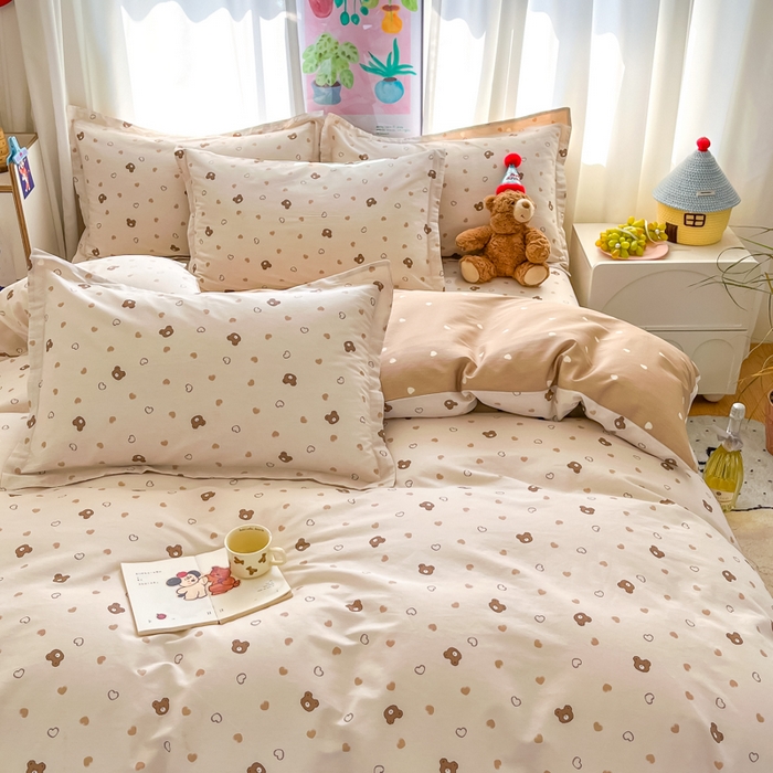 91家纺网 家纺一手货源 找家纺 2025新款全棉印花小清新单品系列-单被套(提供买家秀）小熊联谊