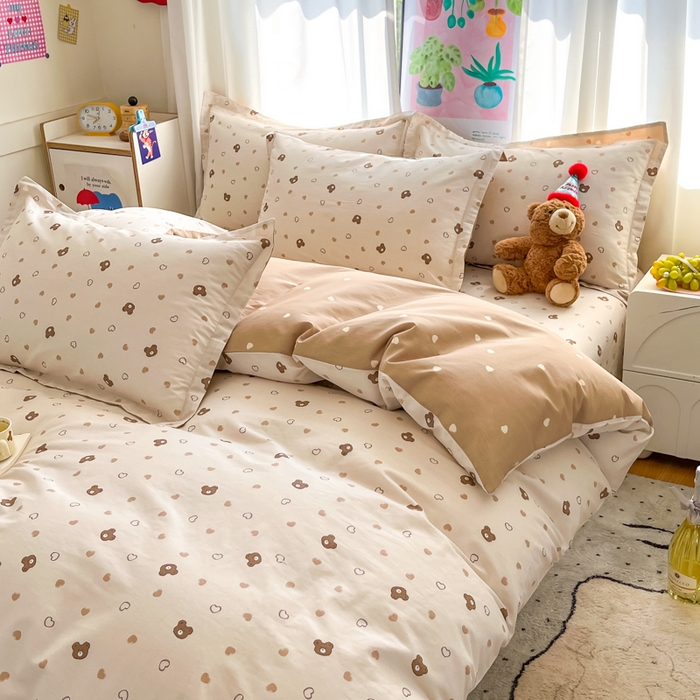 91家纺网 家纺一手货源 找家纺 2025新款全棉印花小清新单品系列-单被套(提供买家秀）小熊联谊