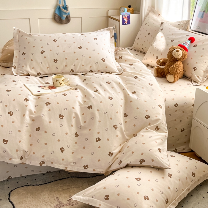 91家纺网 家纺一手货源 找家纺 2025新款全棉印花小清新单品系列-单被套(提供买家秀）小熊联谊