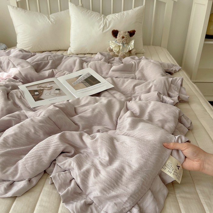 91家纺网 家纺一手货源 找家纺 （总）顾里家纺 2025春夏新款韩系花边皱皱纱夏被夏凉被空调被