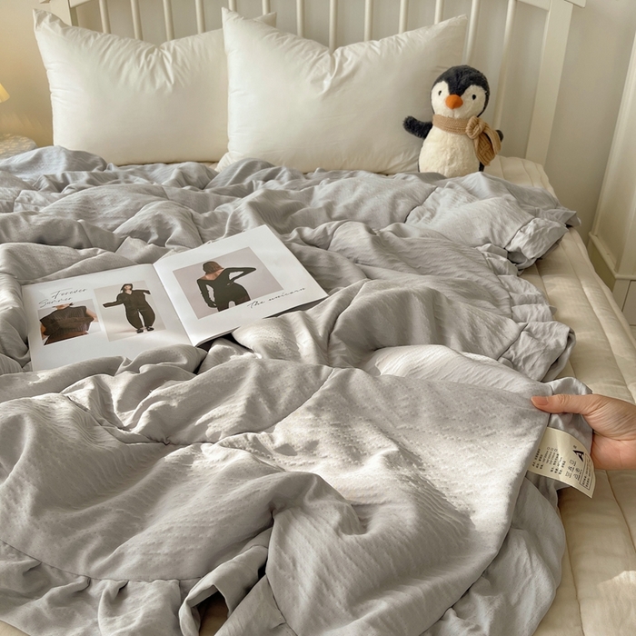 91家纺网 家纺一手货源 找家纺 （总）顾里家纺 2025春夏新款韩系花边皱皱纱夏被夏凉被空调被