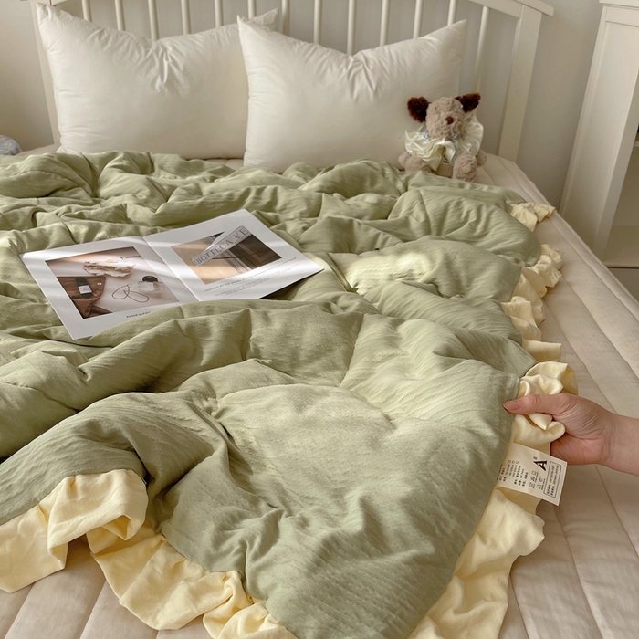 91家纺网 家纺一手货源 找家纺 （总）顾里家纺 2025春夏新款韩系花边皱皱纱夏被夏凉被空调被