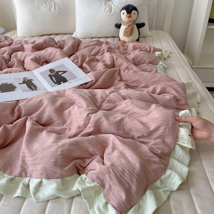 （总）顾里家纺 2025春夏新款韩系花边皱皱纱夏被夏凉被空调被