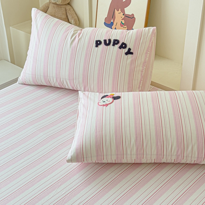 91家纺网 家纺一手货源 找家纺 感遇家纺 2025新款毛巾绣床笠三件套 背包小狗