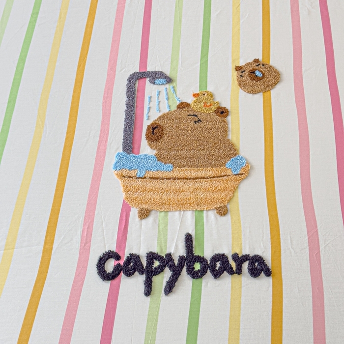 91家纺网 家纺一手货源 找家纺 感遇家纺 2025新款毛巾绣床笠三件套 彩虹卡巴