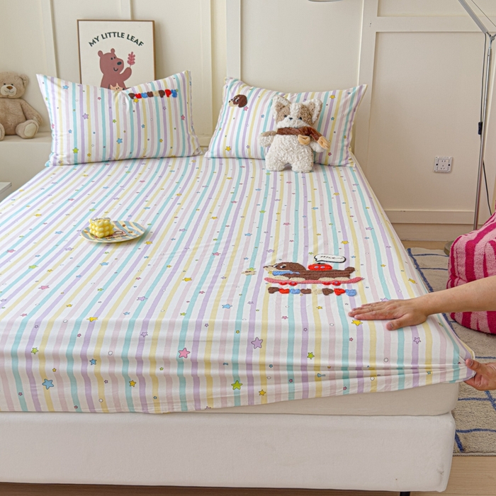 感遇家纺 2025新款毛巾绣床笠三件套 滑板狗