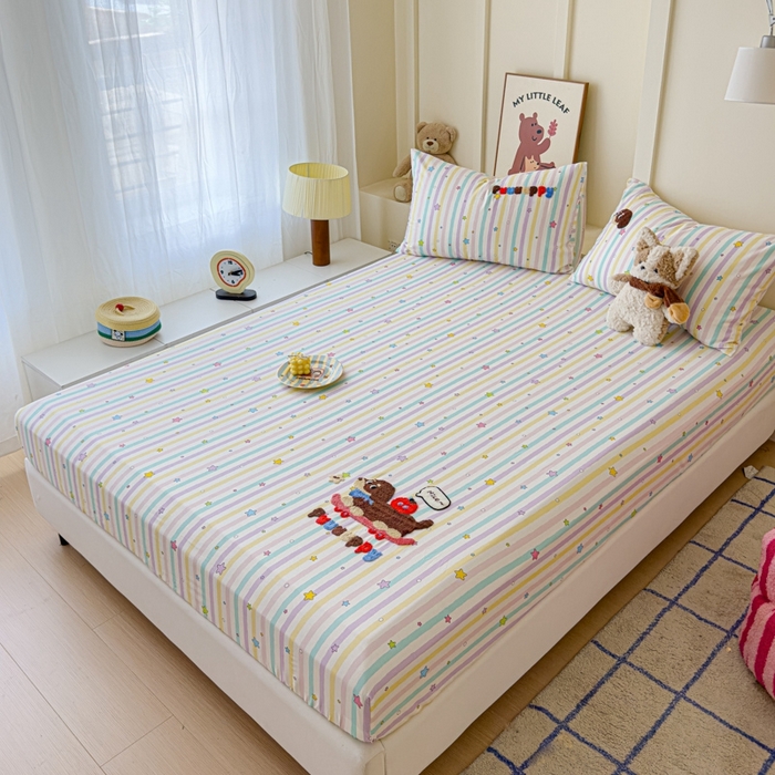 91家纺网 家纺一手货源 找家纺 感遇家纺 2025新款毛巾绣床笠三件套 滑板狗