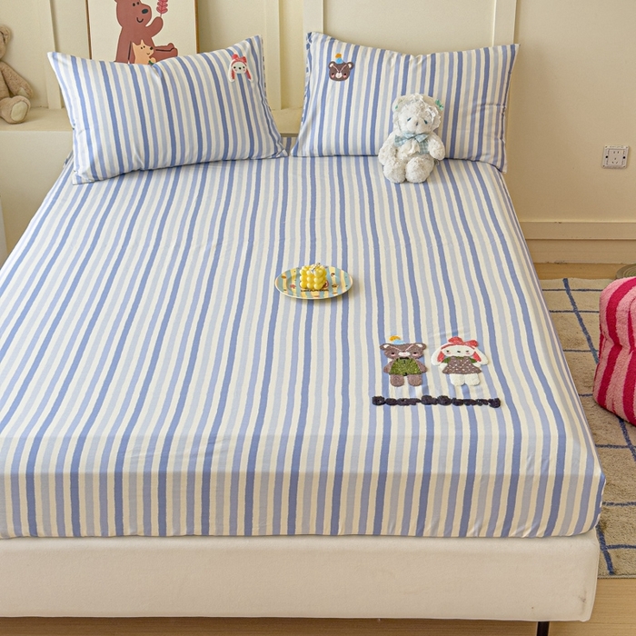 91家纺网 家纺一手货源 找家纺 感遇家纺 2025新款毛巾绣床笠三件套 萌伴