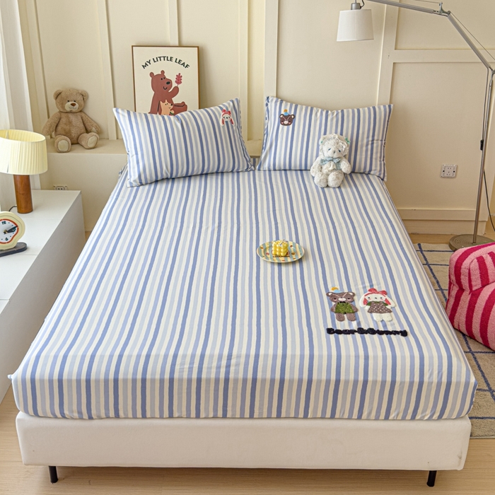 91家纺网 家纺一手货源 找家纺 感遇家纺 2025新款毛巾绣床笠三件套 萌伴