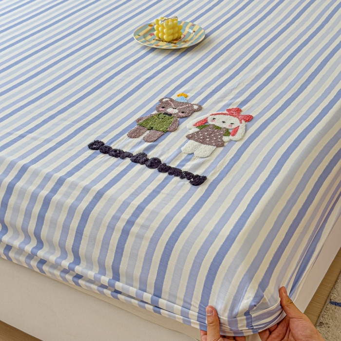 91家纺网 家纺一手货源 找家纺 感遇家纺 2025新款毛巾绣床笠三件套 萌伴