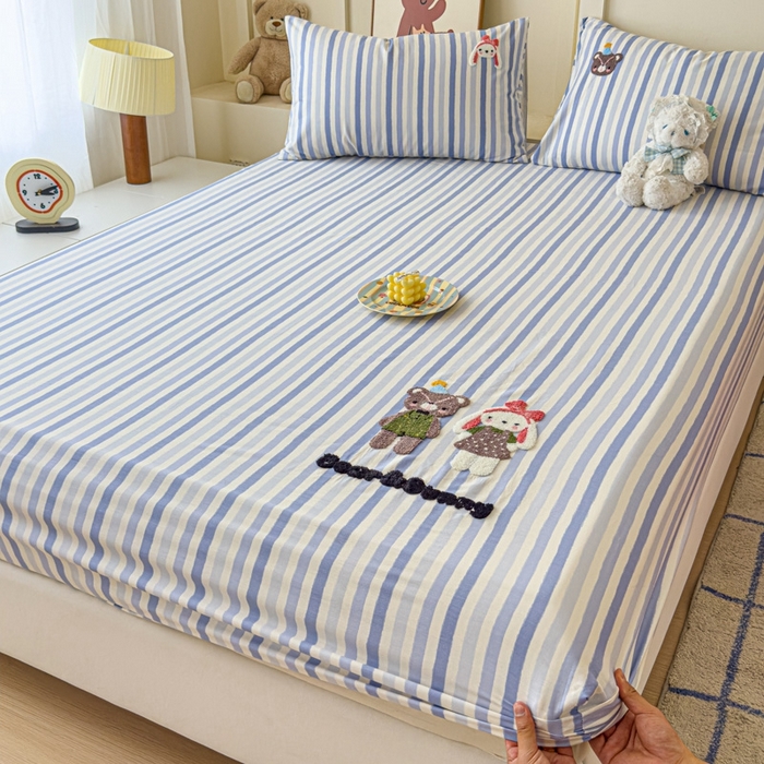 91家纺网 家纺一手货源 找家纺 感遇家纺 2025新款毛巾绣床笠三件套 萌伴