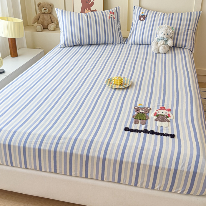 91家纺网 家纺一手货源 找家纺 感遇家纺 2025新款毛巾绣床笠三件套 萌伴