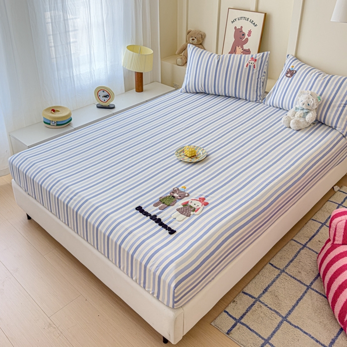 91家纺网 家纺一手货源 找家纺 感遇家纺 2025新款毛巾绣床笠三件套 萌伴