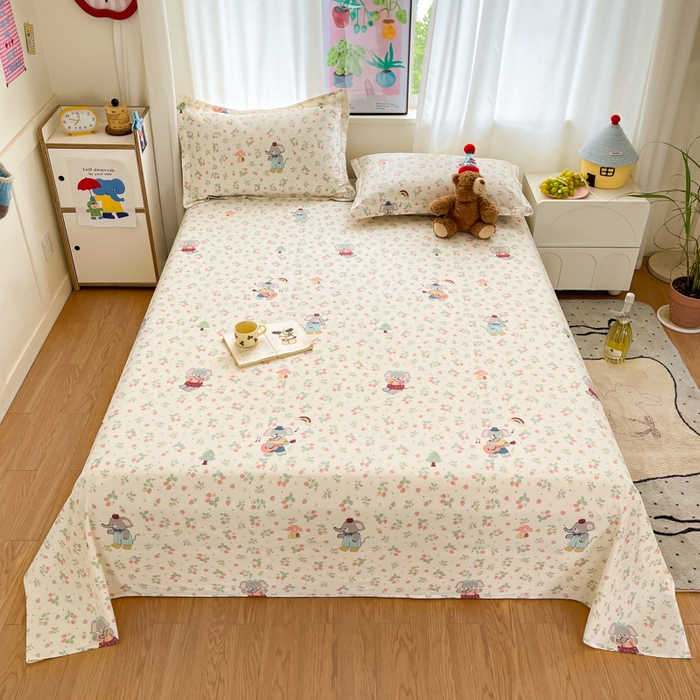 2025新款全棉印花小清新单品系列-单床单弹唱小象