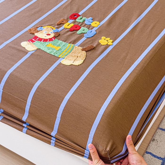 91家纺网 家纺一手货源 找家纺 感遇家纺 2025新款毛巾绣床笠三件套 音乐狗